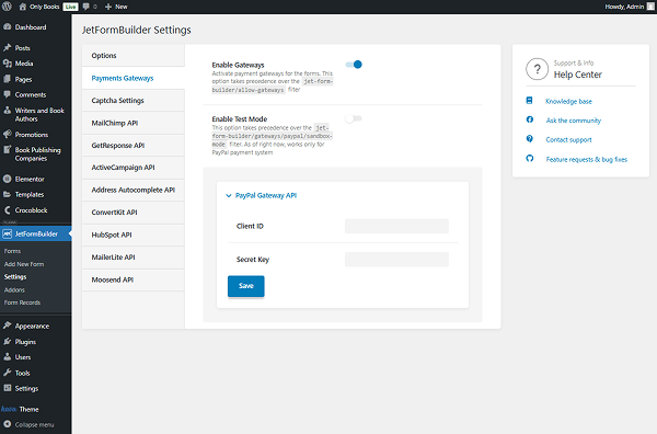 enable gateways toggle activated
