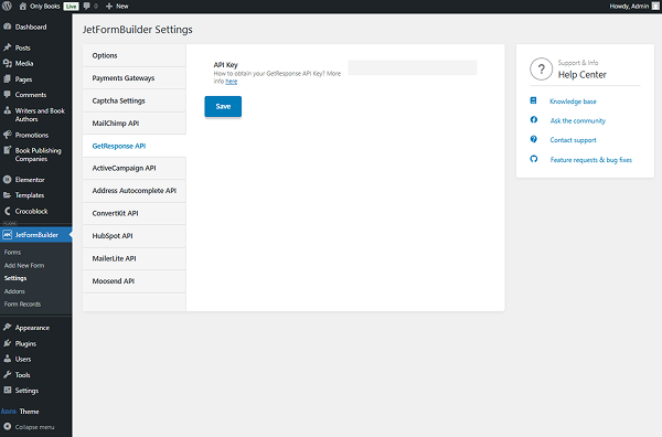 getresponse api tab
