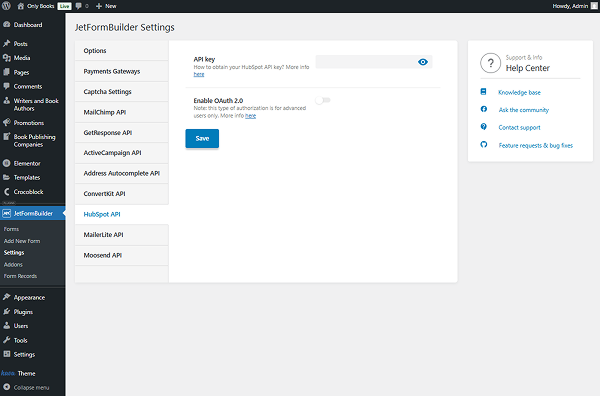 hubspot api tab