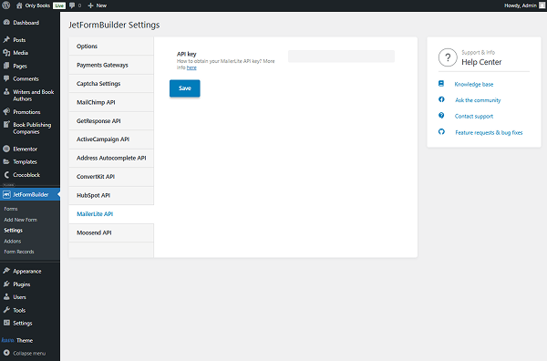 mailerlite api tab