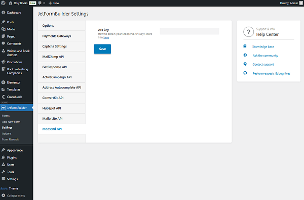 moosend api tab