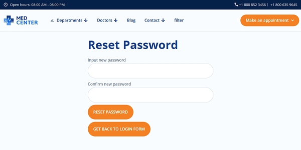 add new password and confirm new password fields on the frontend