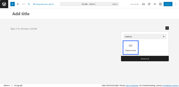 adding the datetime field block