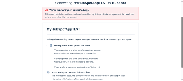 connecting to the hubspot 