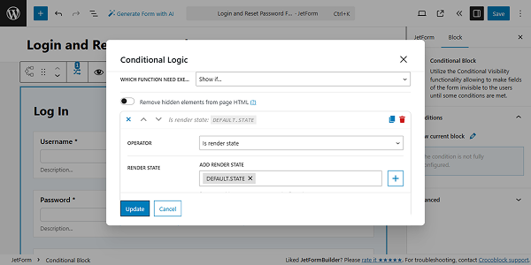 default.state set for the login block