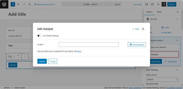 enabling the global settings toggle