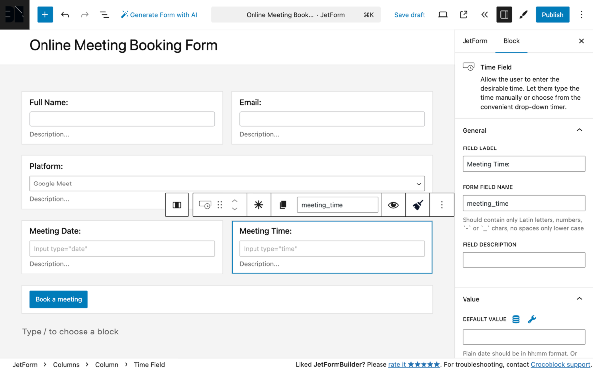 Time Field Overview — JetFormBuilder | Crocoblock