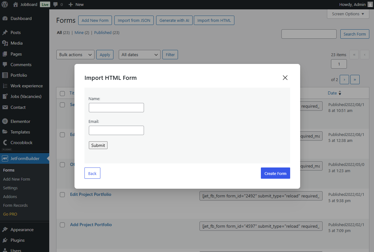 Duplicate, Export & Import Form into WordPress — JetFormBuilder ...