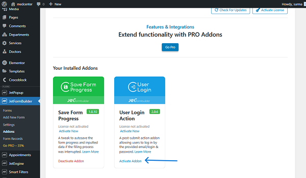 jetformbuilder addons tab