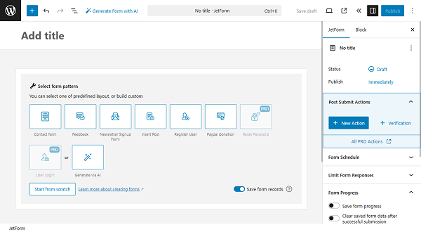 jetformbuilder default form