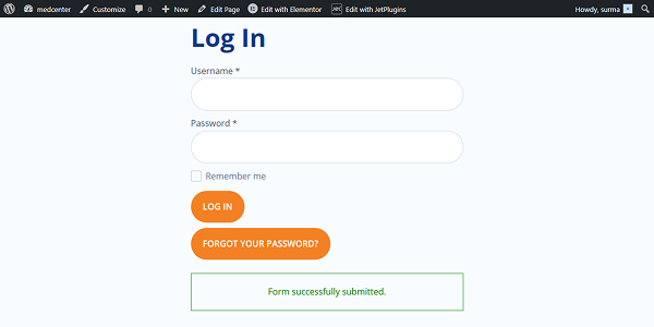 login page is successfully submitted