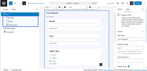 setting the repeater nested field names