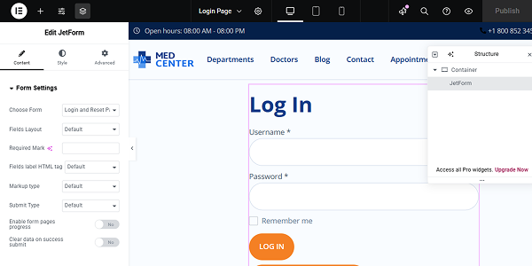 the form added to the page