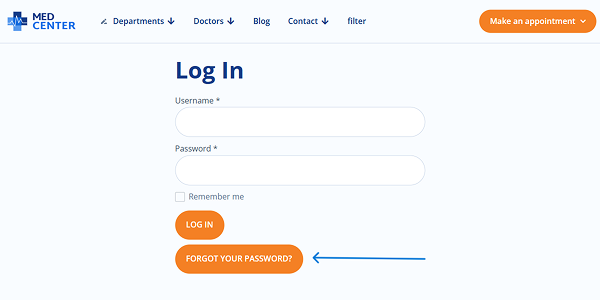 the login form is visible on the frontend
