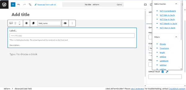 list of macros and filters available
