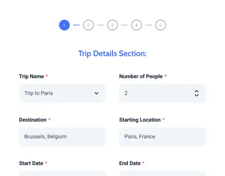 WordPress trip cost calculator form template