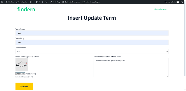 changing the parent term on the front end