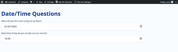 date and time fields work on the front
