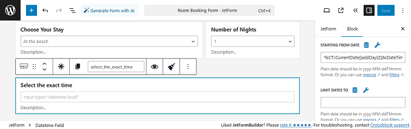 datetime restriction macro is added to the datetime field