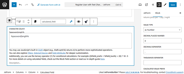 formula added to the calculated field