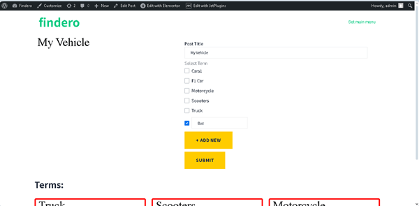 inserting terms on the front end