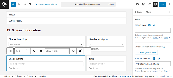 macro to disable past dates added to the date field