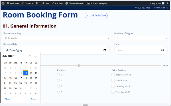 past dates are disabled on the frontend
