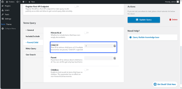 query general settings