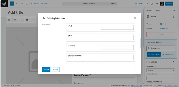 the user meta section