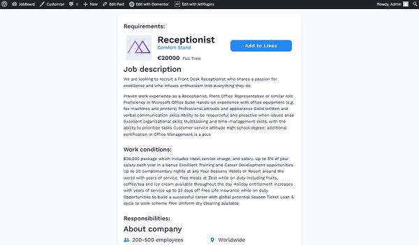 add to likes form on the front end