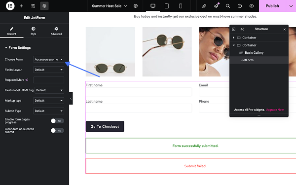 adding form to landing page