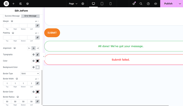 error message style settings