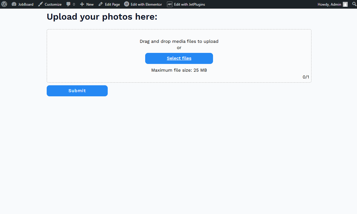 media upload form on the front end
