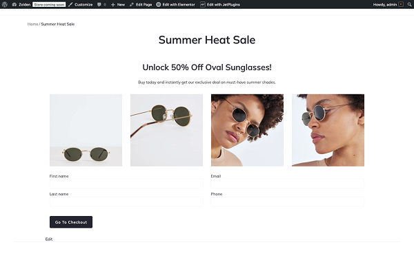 single item product form front-end