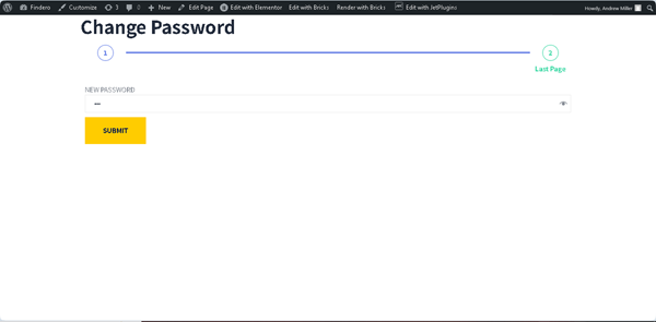 the second page of the form on the front end