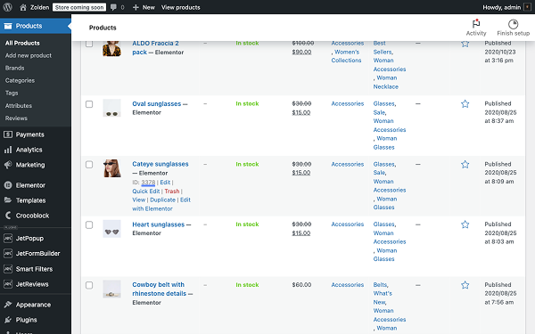 woocommerce products