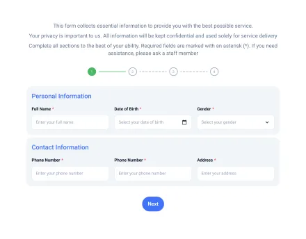 patient intake form template for medical websites