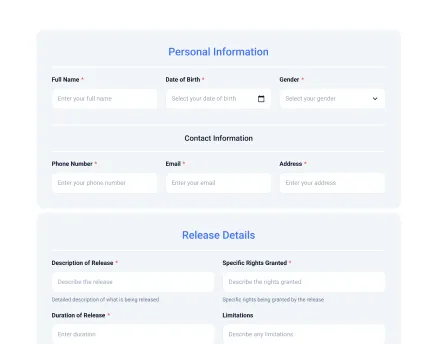 release form template for wordpress