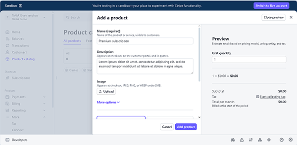 add a product pop-up