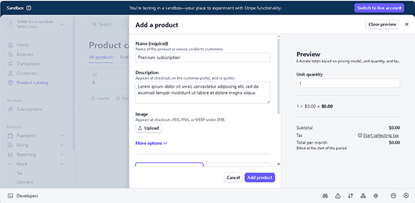 add a product pop-up