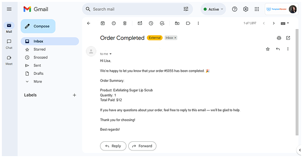 email sent