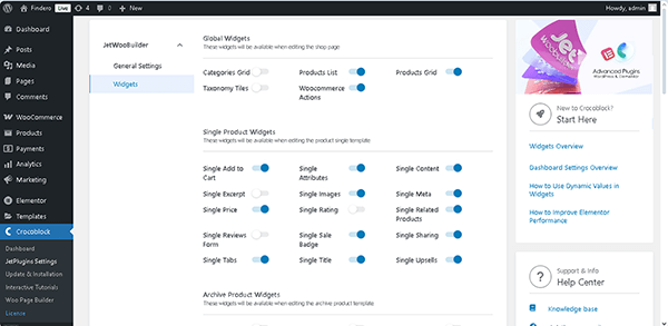 enabling the jetwoobuilder toggles