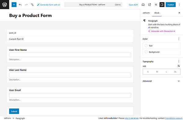 form fields added