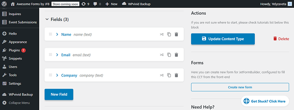 meta fields added to the cct
