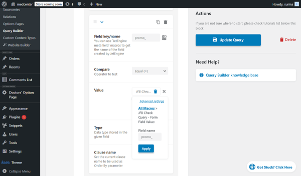 meta query with jfb check query - form field value