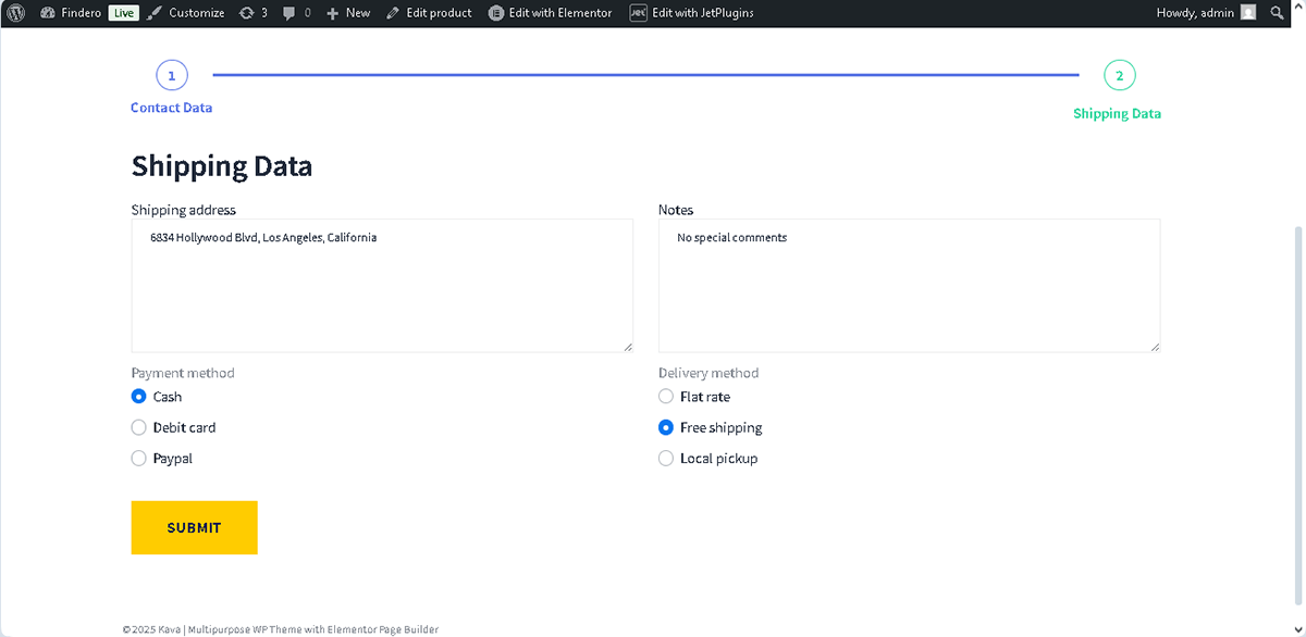 second page of the added form