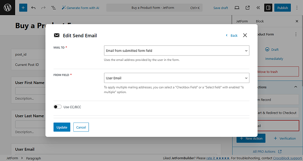 send email action
