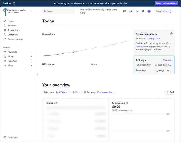 stripe publishable and secret api keys