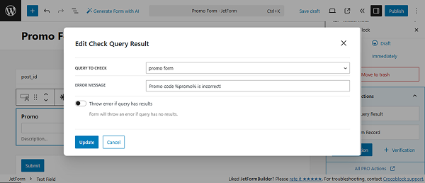 submit action settings