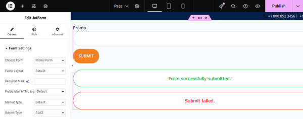 the form is added to the page